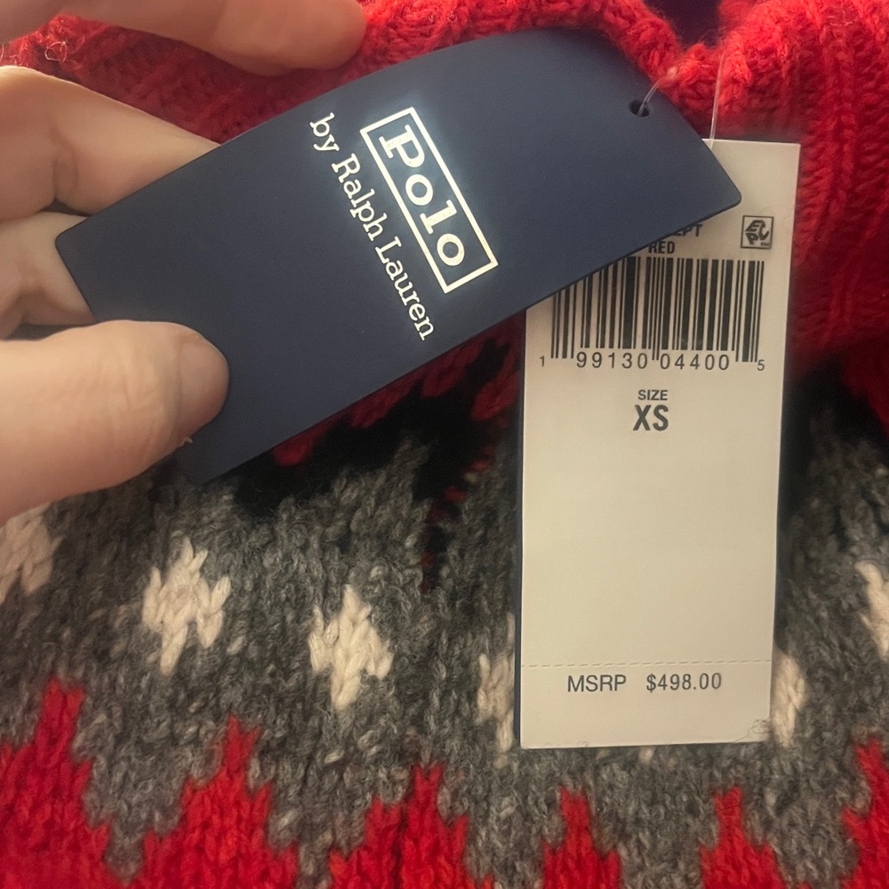 Ralph Lauren fair isle Red and Black Patterned Turtleneck Sweater XS - Picture 5 of 5